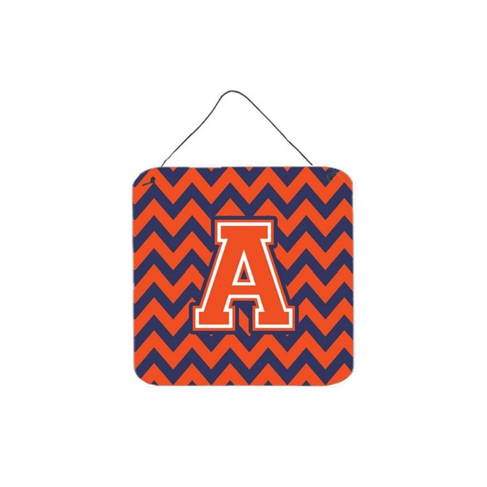 Comfortcreator Letter A Chevron Orange & Blue Wall Or Door Hanging Prints, 6 X 0.02 X 6 In.