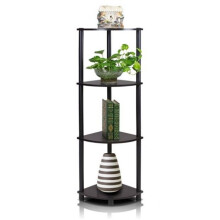 Turn-N-Tube 4-Tier Corner Display Rack Multipurpose Shelving Unit, Espresso & Black - 43.5 x 11.6 x 11.6 in.