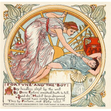 Fortune & The Boy From The Book Babys Own Aesop by Walter Crane Published C1920 Poster Print, 14 x 14