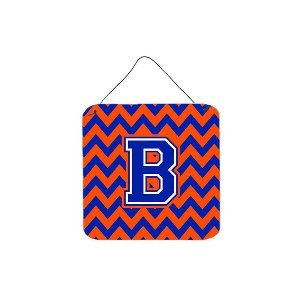 Comfortcreator Letter B Chevron Orange & Blue Wall Or Door Hanging Prints, 6 X 0.02 X 6 In.