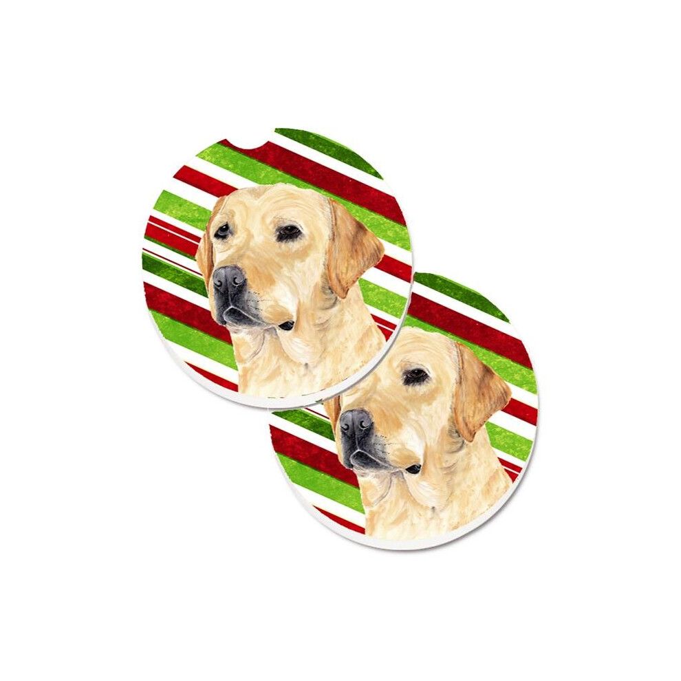 Labrador Candy Cane Holiday Christmas Set Of 2 Cup Holder Car Coaster 652513495974