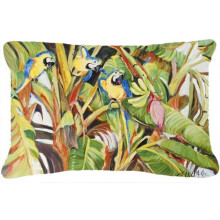 Three Blue Parrots Canvas Fabric Decorative Pillow