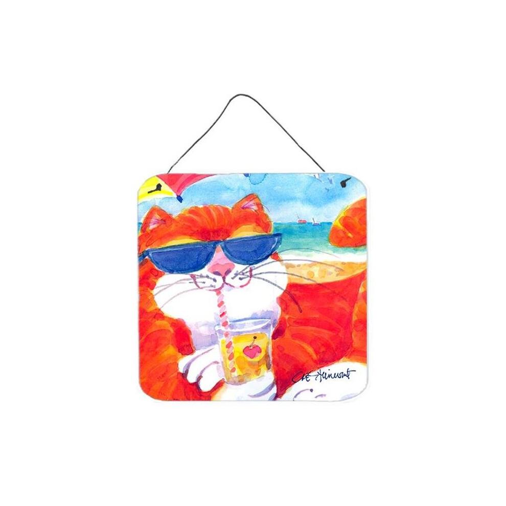 Cool Cat With Sunglasses At The Beach Aluminium Metal Wall or Door Hanging Prints