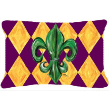Mardi Gras Fleur De Lis Purple Green And Gold Indoor & Outdoor Fabric Decorative Pillow