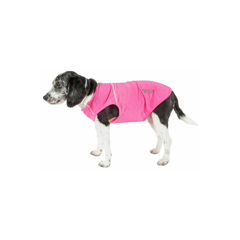 Photos - Dog Clothing Pet Life TSHL1PKXS Active Aero-Pawlse Heathered Quick-Dry & 4-Way Stretch-Performance Dog Tank Top T-Shirt - Hot Pink & Ligh