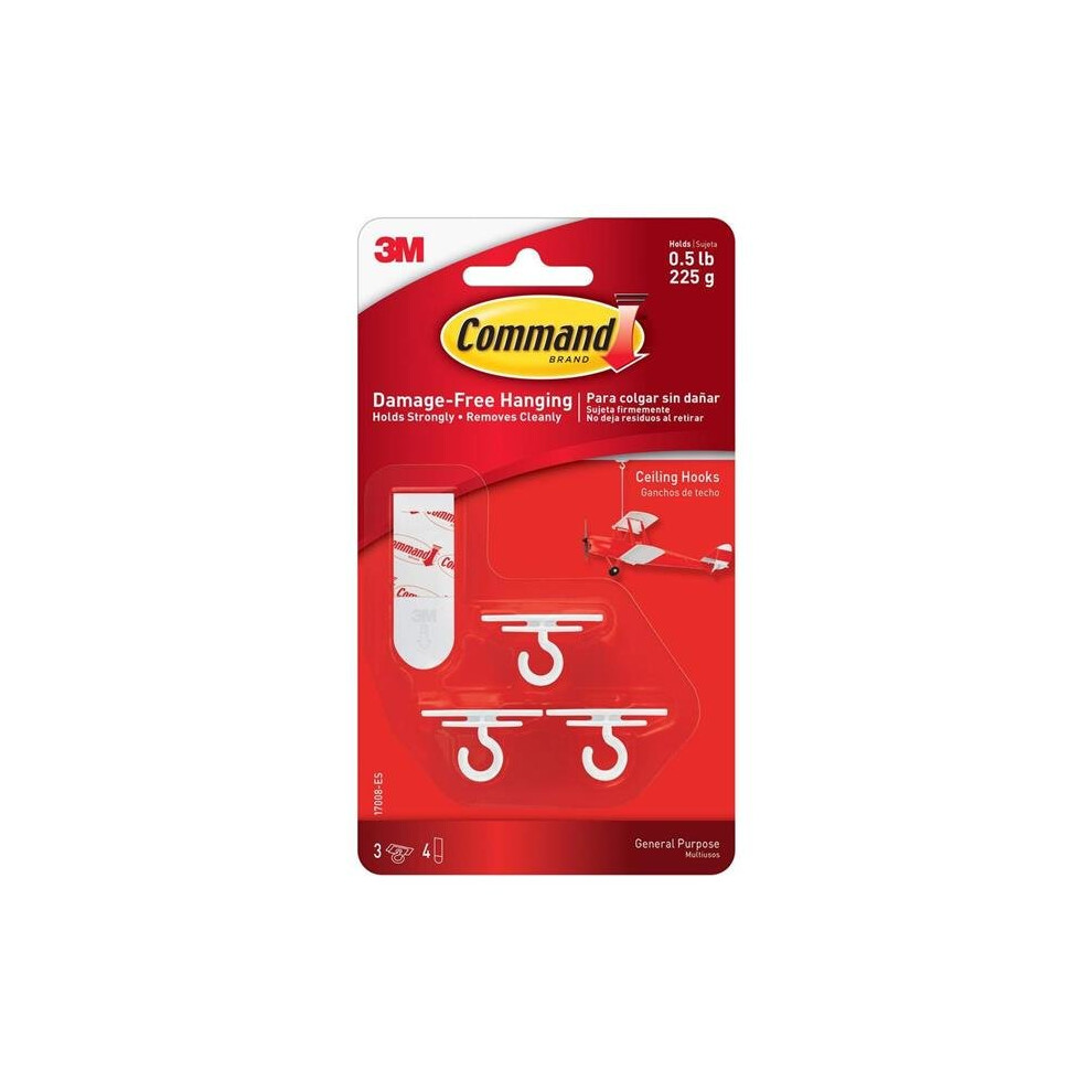 3M 221414 Command Ceiling Hooks - 3 Per Case