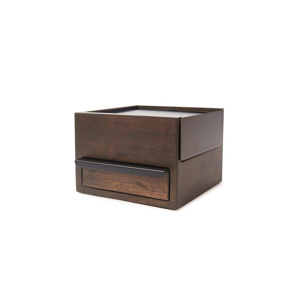 Umbra 1005314-048 Mini Stowit Jewelry Box - Black & Walnut