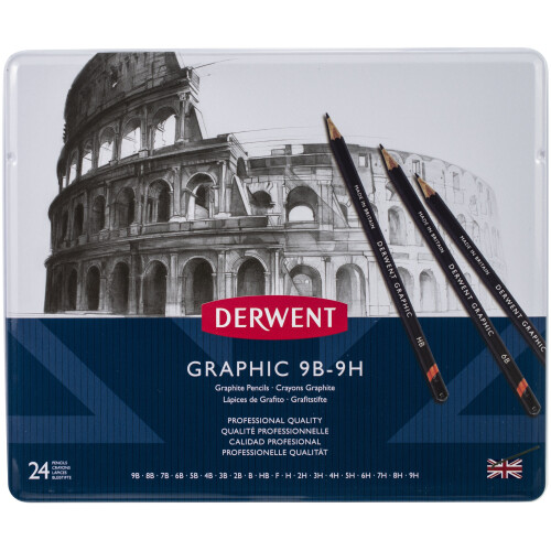 Derwent Graphite Pencils W/Tin 24/Pkg-