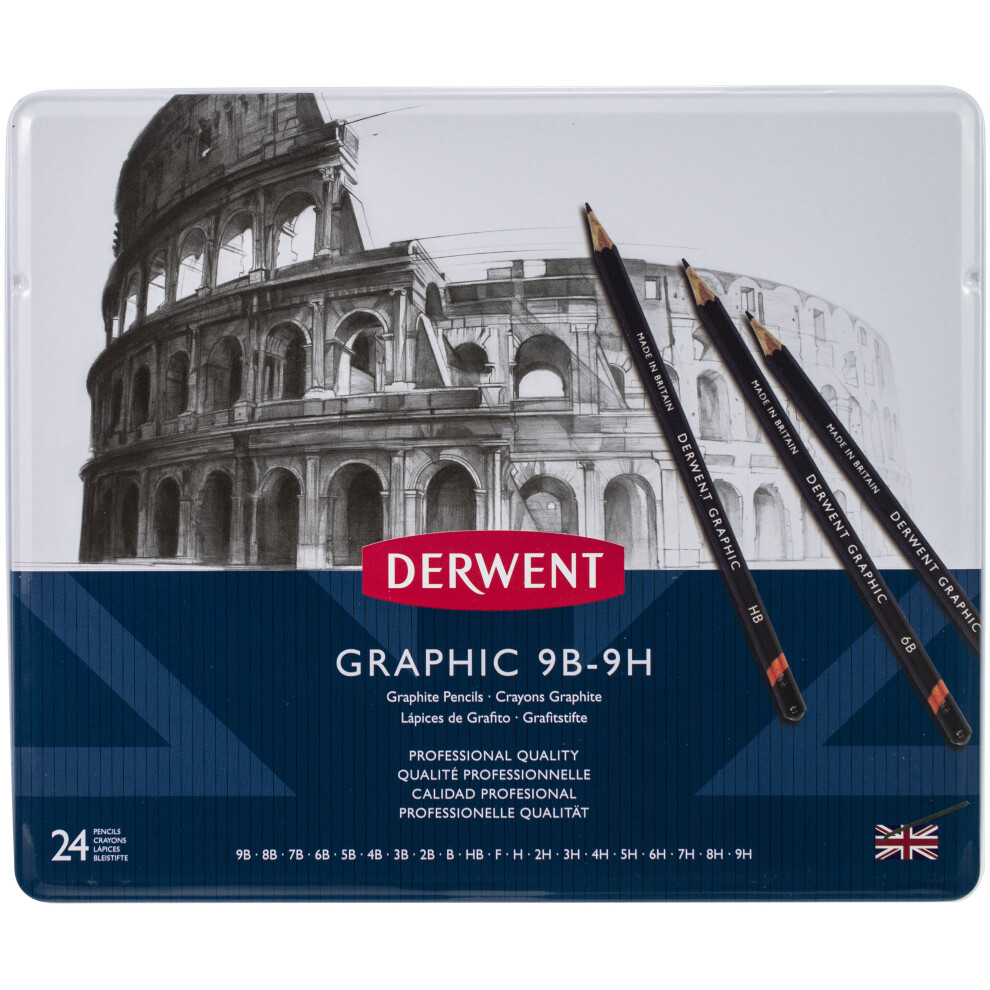 Derwent Graphite Pencils W/Tin 24/Pkg-
