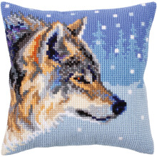 Collection D'art Stamped Needlepoint Cushion Kit 40X40cm-Winter Animals/Wolf