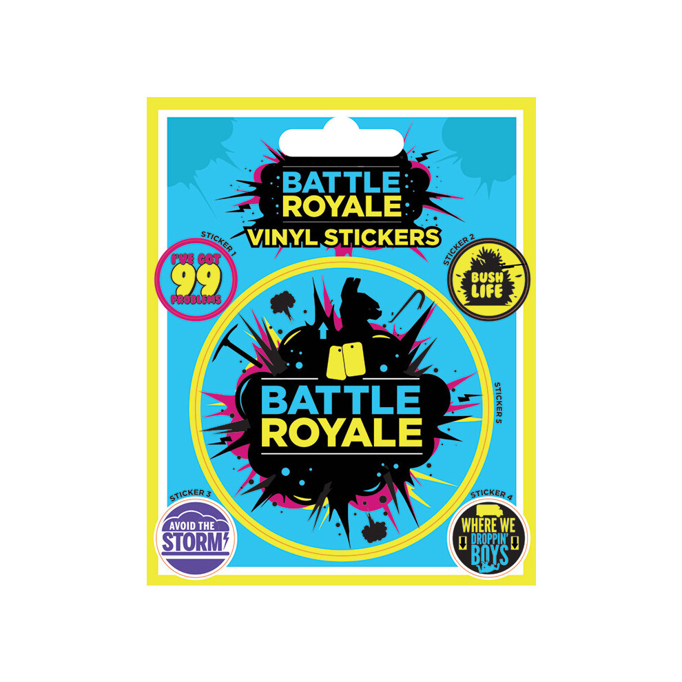 FORTNITE Battle Royale Vinyl Sticker Sheet of 5 Individual Stickers