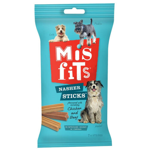 Misfits Misfits Nasher Sticks Medium Dog Treats With Chicken & Beef 10x175g