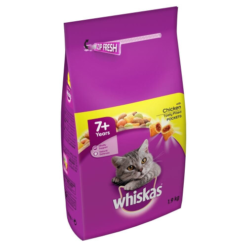 Whiskas WHISKAS 7+ Complete Dry with Chicken 4x1.9kg