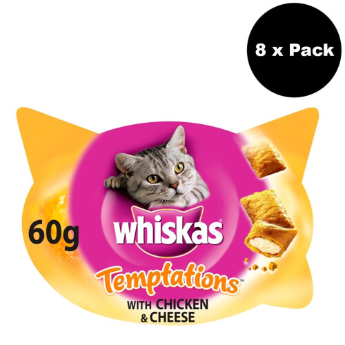 Whiskas WHISKAS Temptations Cat Treats With Chicken & Cheese 8x60g