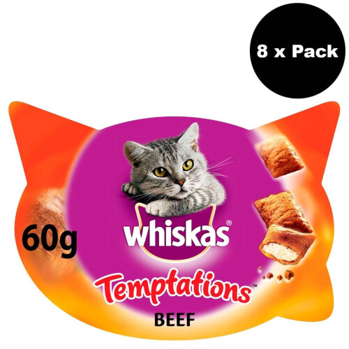 WHISKAS Temptations Cat Treats With Beef 8x60g on OnBuy
