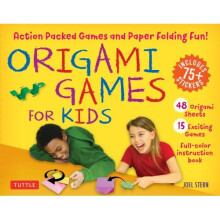 Origami Games for Kids Kit: 48 Sheets of Folding Paper + Stickers + Easy-to-Assemble Game Pieces + 15 Exciting Games