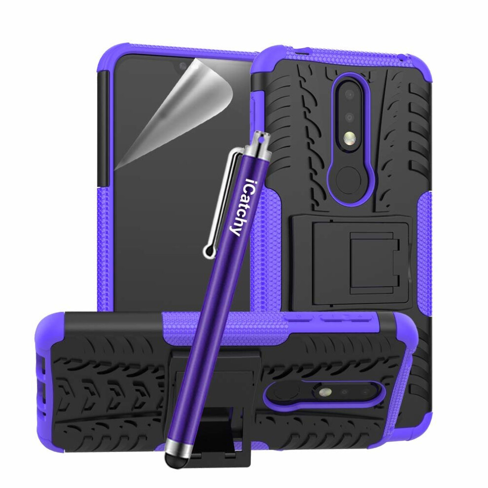 (Purple) For Nokia 7.1 Heavy Duty Armor Shockproof Case Purple 5056298099726