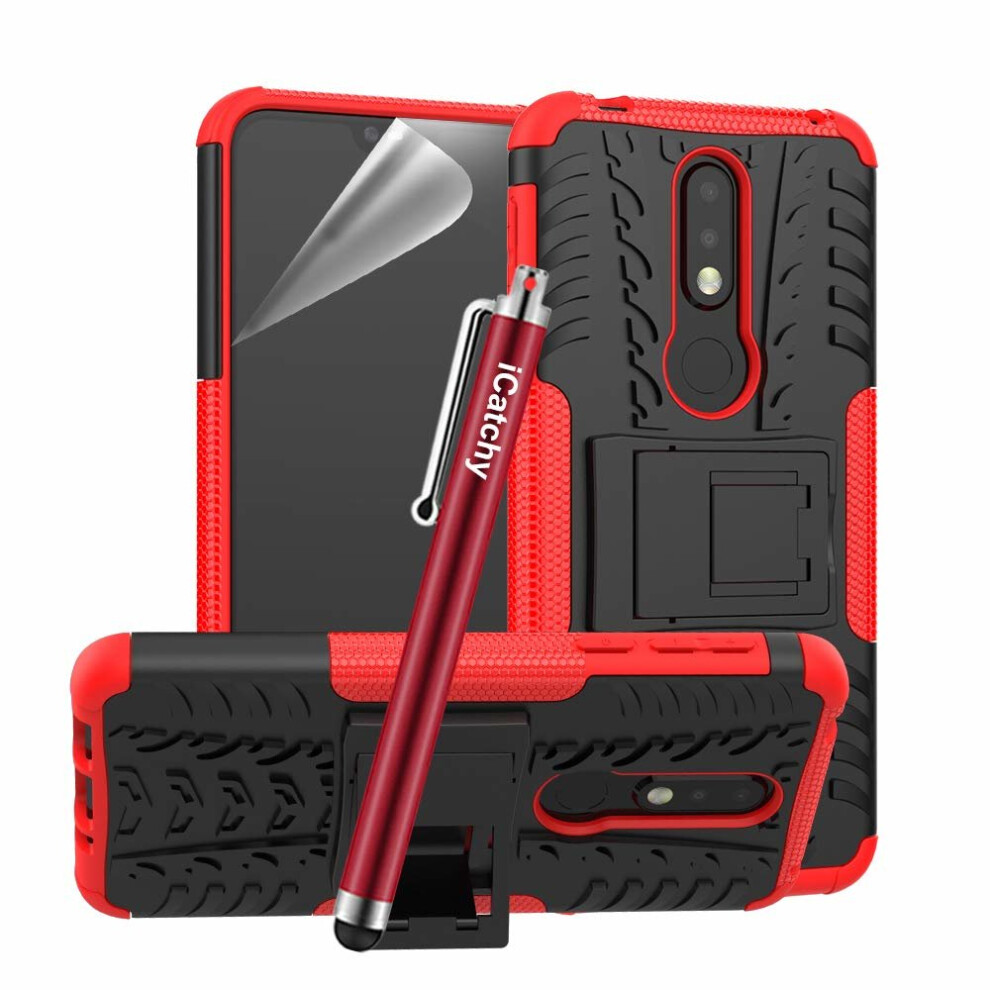 (Red) For Nokia 7.1 Heavy Duty Armor Shockproof Case Red 5056298099733