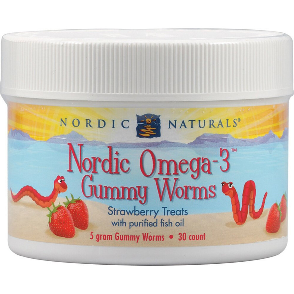 Nordic Naturals, Nordic Omega-3 Gummy Worms, 30 Strawberry Gummy Worms