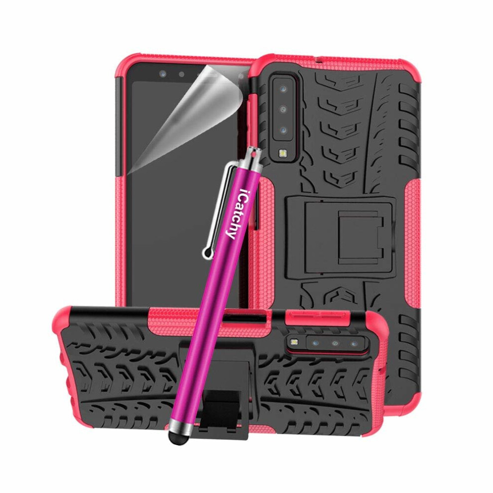 (Pink) For Galaxy A7 2018 Armor Shockproof Case Cover Pink 5056298000203