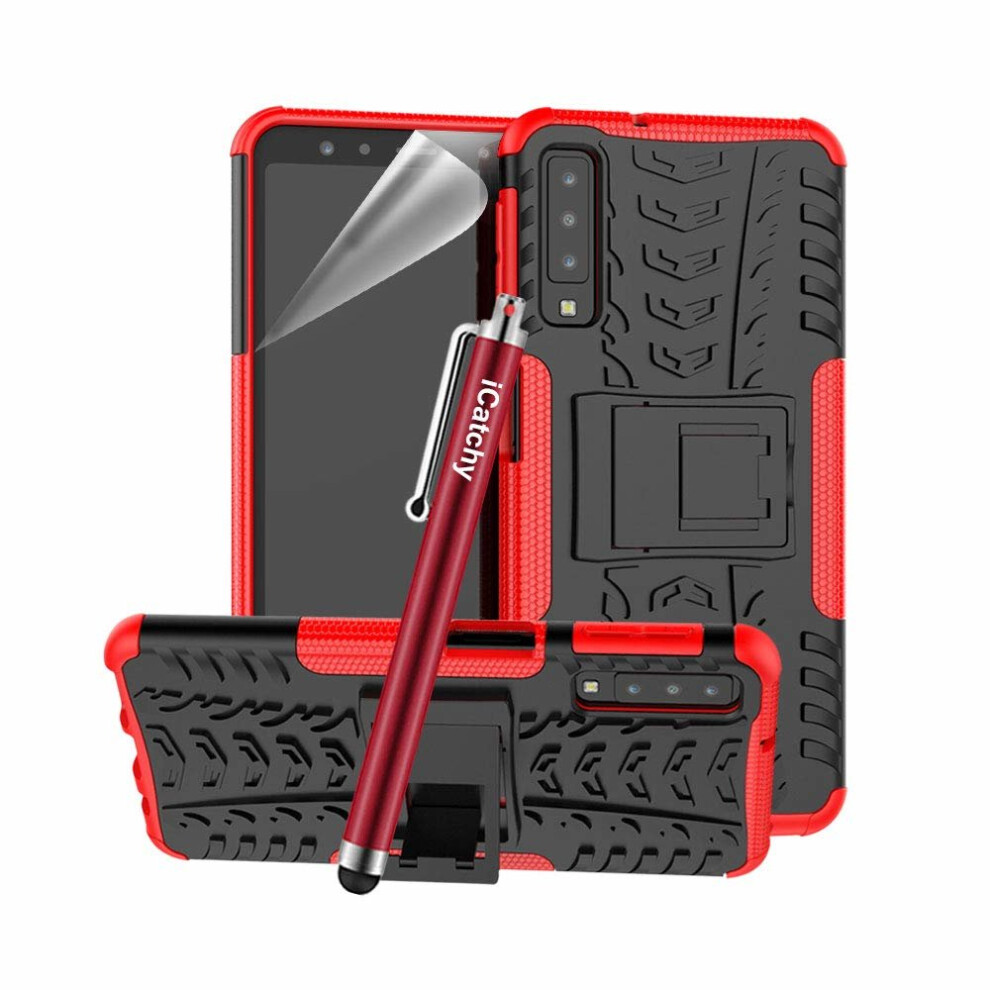 (Red) For Galaxy A7 2018 Armor Shockproof Case Cover Red 5056298000197