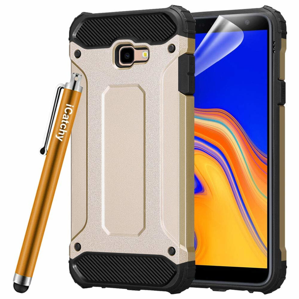 (Gold) For Galaxy J4+ Dual Layer Armor Shockproof Case Gold 5056298000104