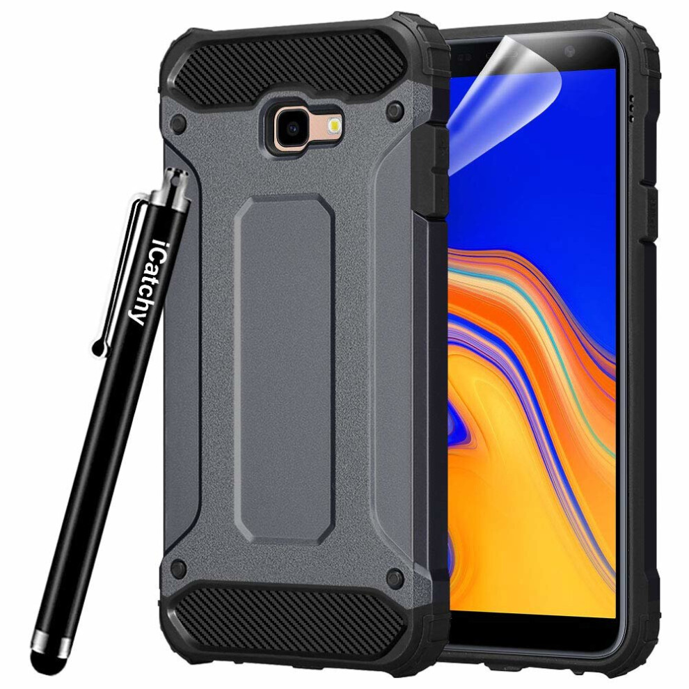 (Grey) For Galaxy J4+ Dual Layer Armor Shockproof Case Grey 5056298000135