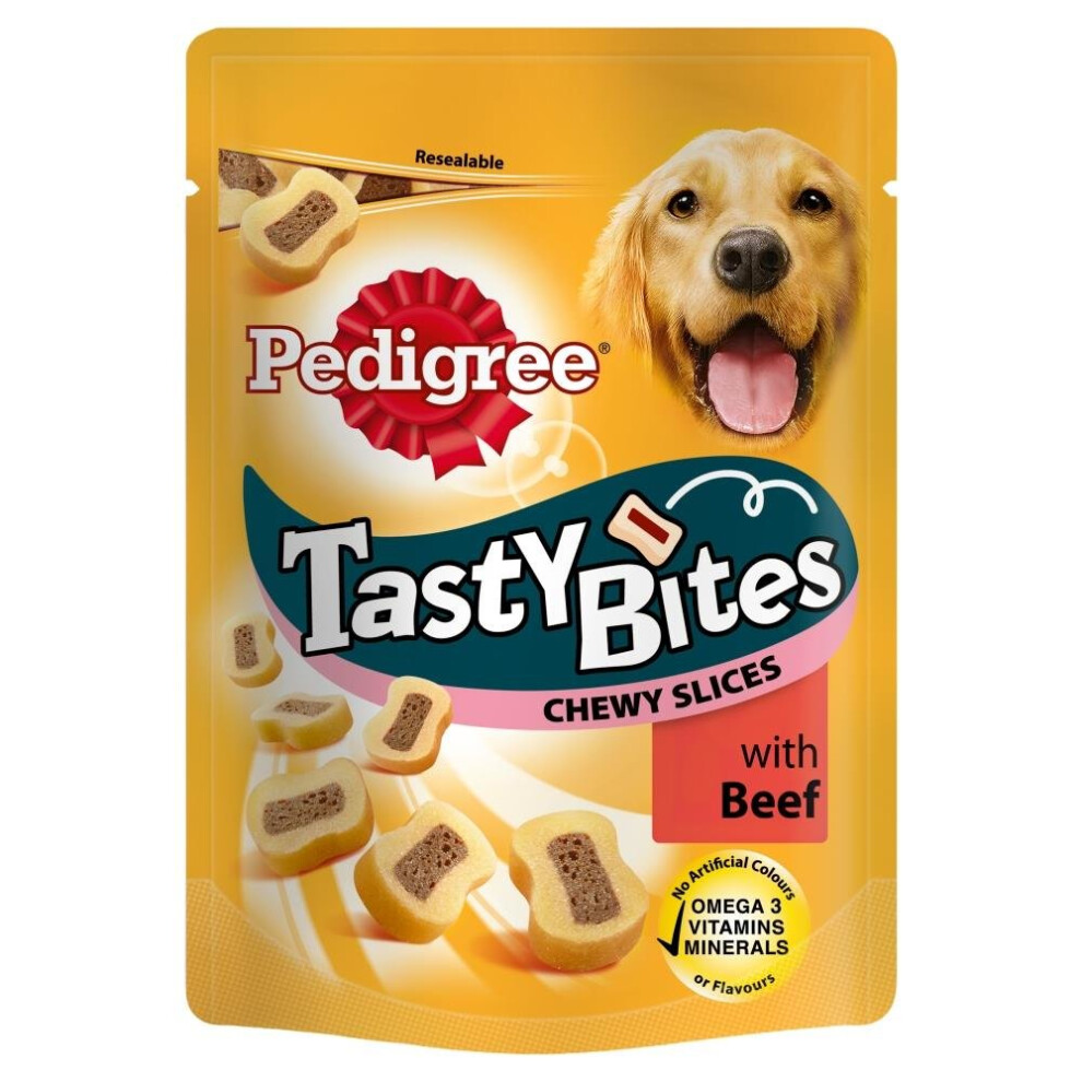 Pedigree Tasty Bites Dog Treats Chewy Slices With Beef 8X155g