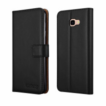 (Black) For Galaxy J4 + (2018) Leather Wallet Case Cover
