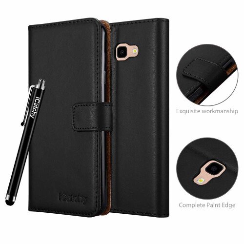 (Black) For Galaxy J4 + (2018) Leather Wallet Case Cover 1