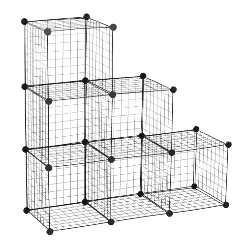 Homcom HOMCOM DIY 6 Cube Metal Wire Rack Interlocking Storage Cabinet Organiser Display