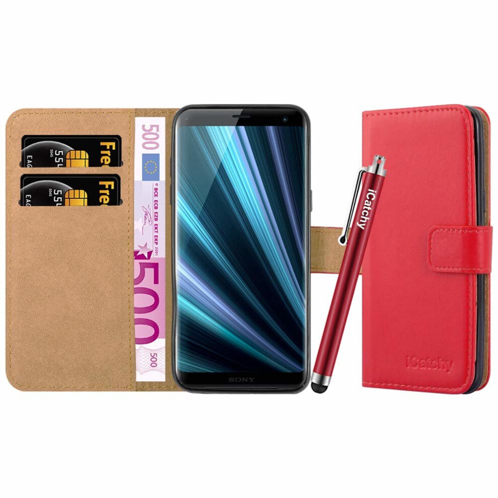 (Red) For Xperia Xz3 Leather Wallet Flip Case Cover Red 5060566919951