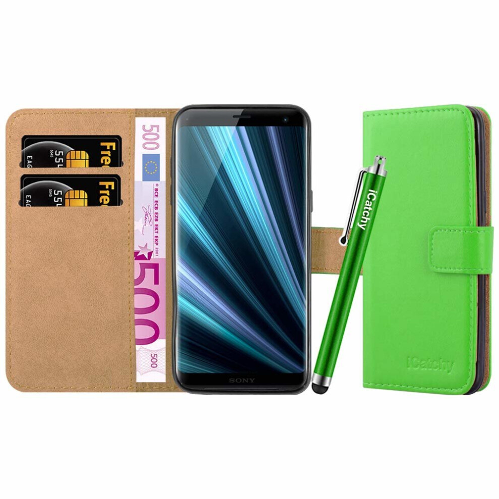 (Green) For Xperia Xz3 Leather Wallet Flip Case Cover Green 5060566919920