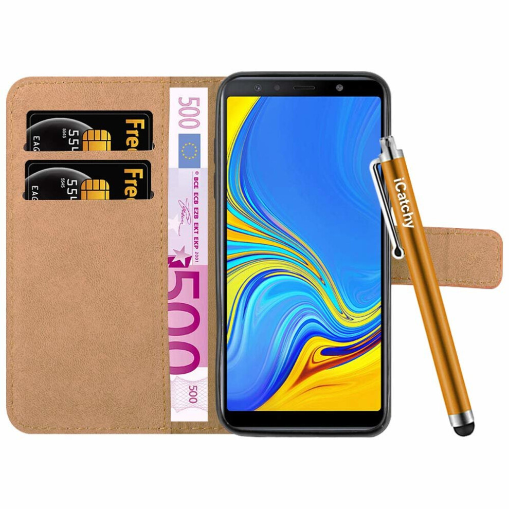 orange--for-galaxy-a7-2018-wallet-flip-stand-case-cover