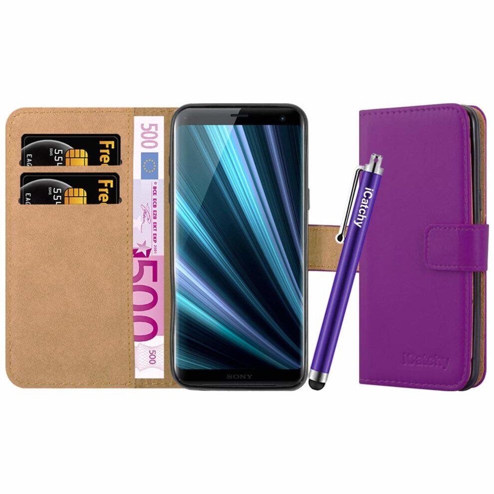 (Purple) For Xperia Xz3 Leather Wallet Flip Case Cover Purple 5060566919944
