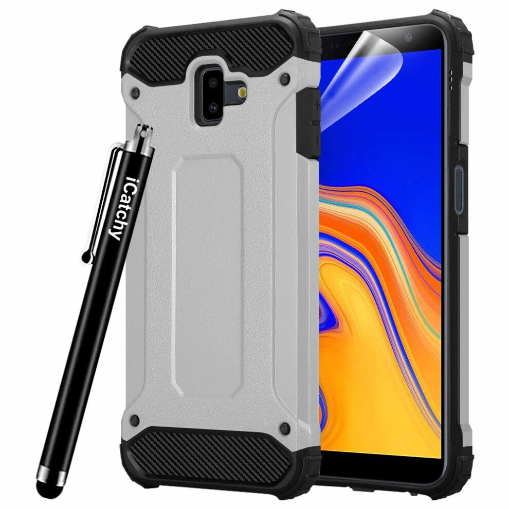 (Silver) For Galaxy J6 Plus Armor Shockproof Case Cover Silver 5060566919883