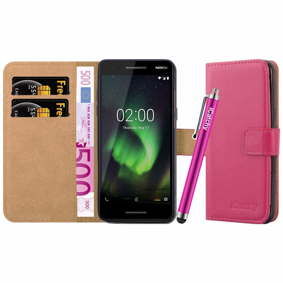 (Pink) For Nokia 2.1 Leather Wallet Flip Case Cover Pink 5060566919593
