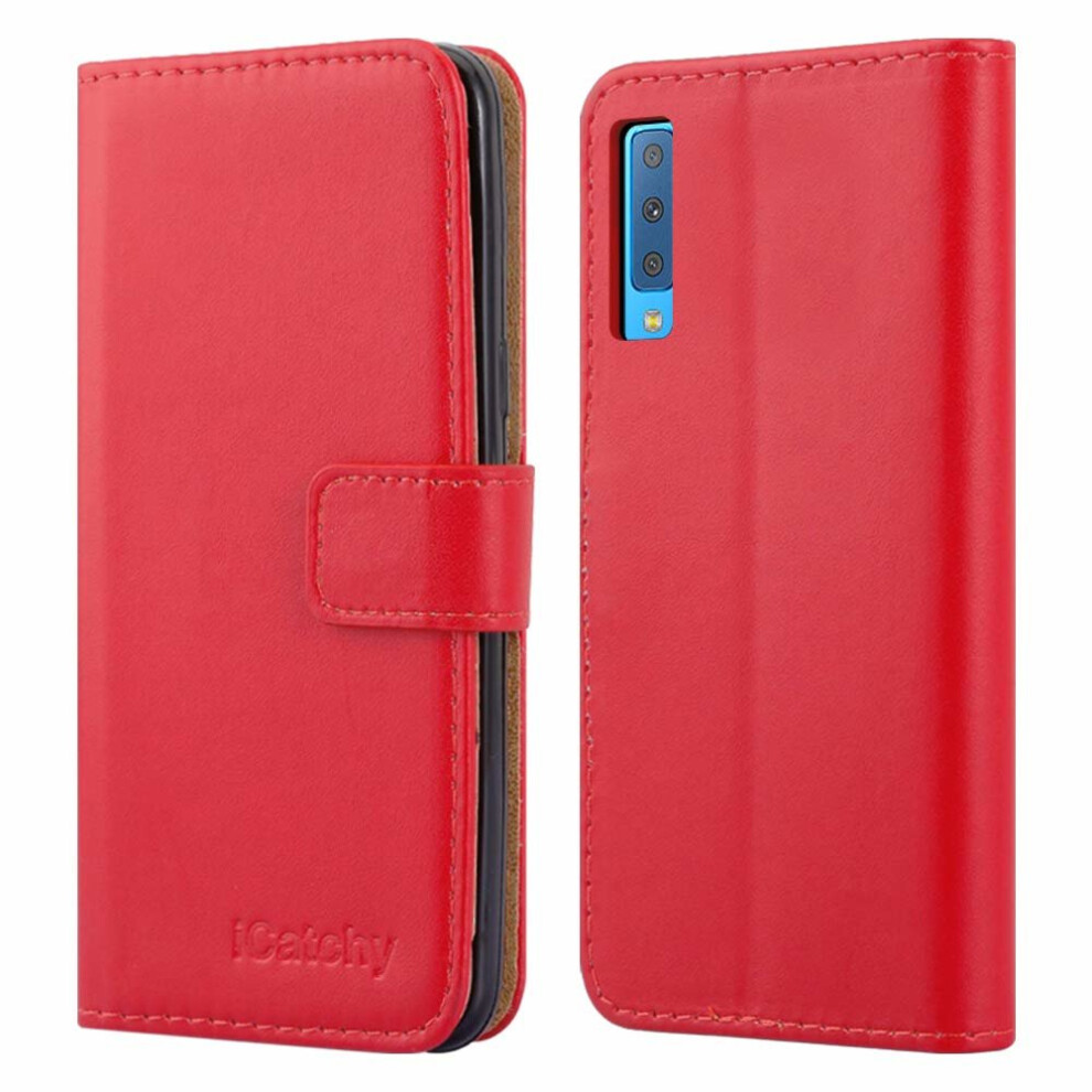 (Red) For Galaxy A7 2018 Wallet Flip Stand Case Cover Red 5060566919784