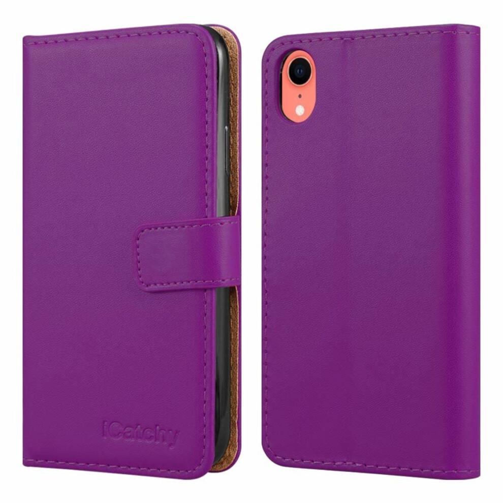 (Purple) For Iphone Xr Leather Wallet Flip Case Cover Purple 5060566918862