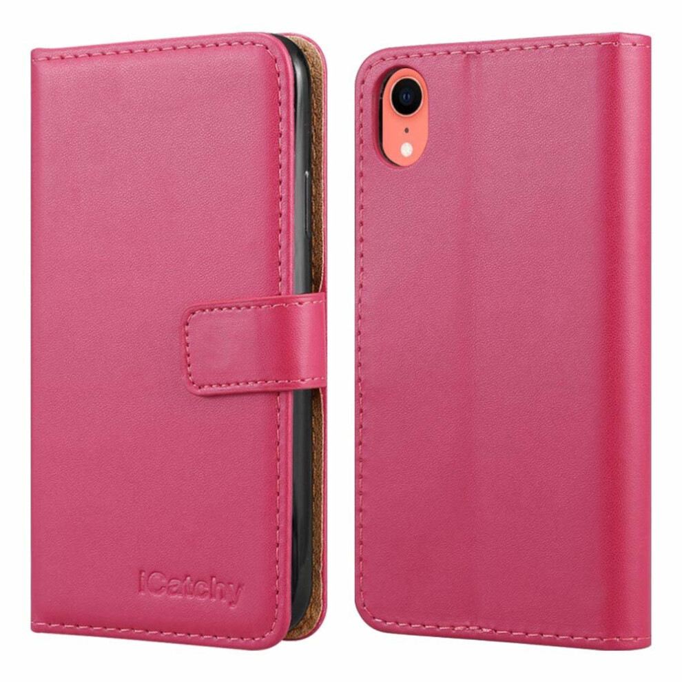 (Pink) For iPhone XR Leather Wallet Flip Case Cover