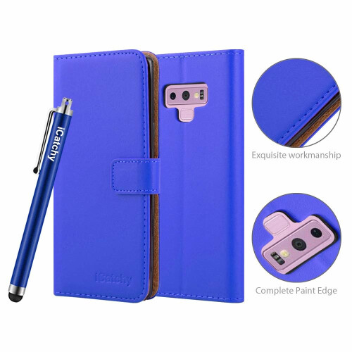 (Blue) For Galaxy Note 9 Leather Wallet Flip Case Cover 2