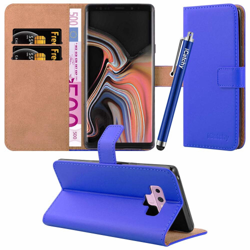 (Blue) For Galaxy Note 9 Leather Wallet Flip Case Cover