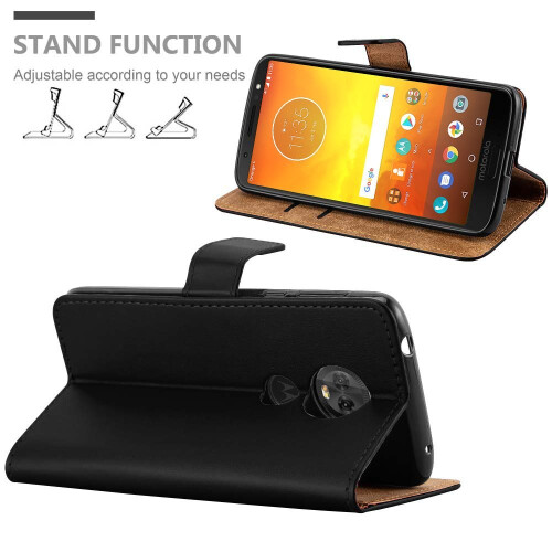 (Black) For Moto E5 Leather Wallet Flip Case Cover 1
