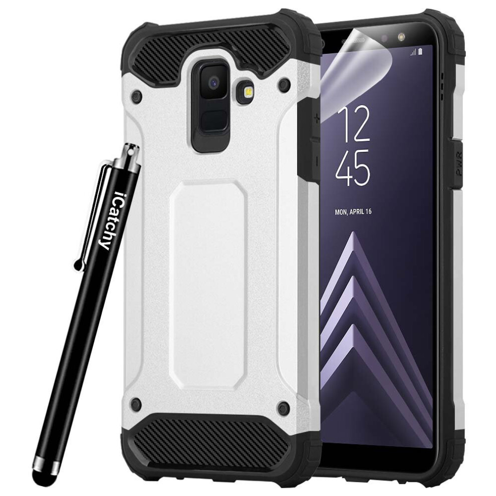 (Silver) For Samsung Galaxy A6 Shockproof Armour Case Cover