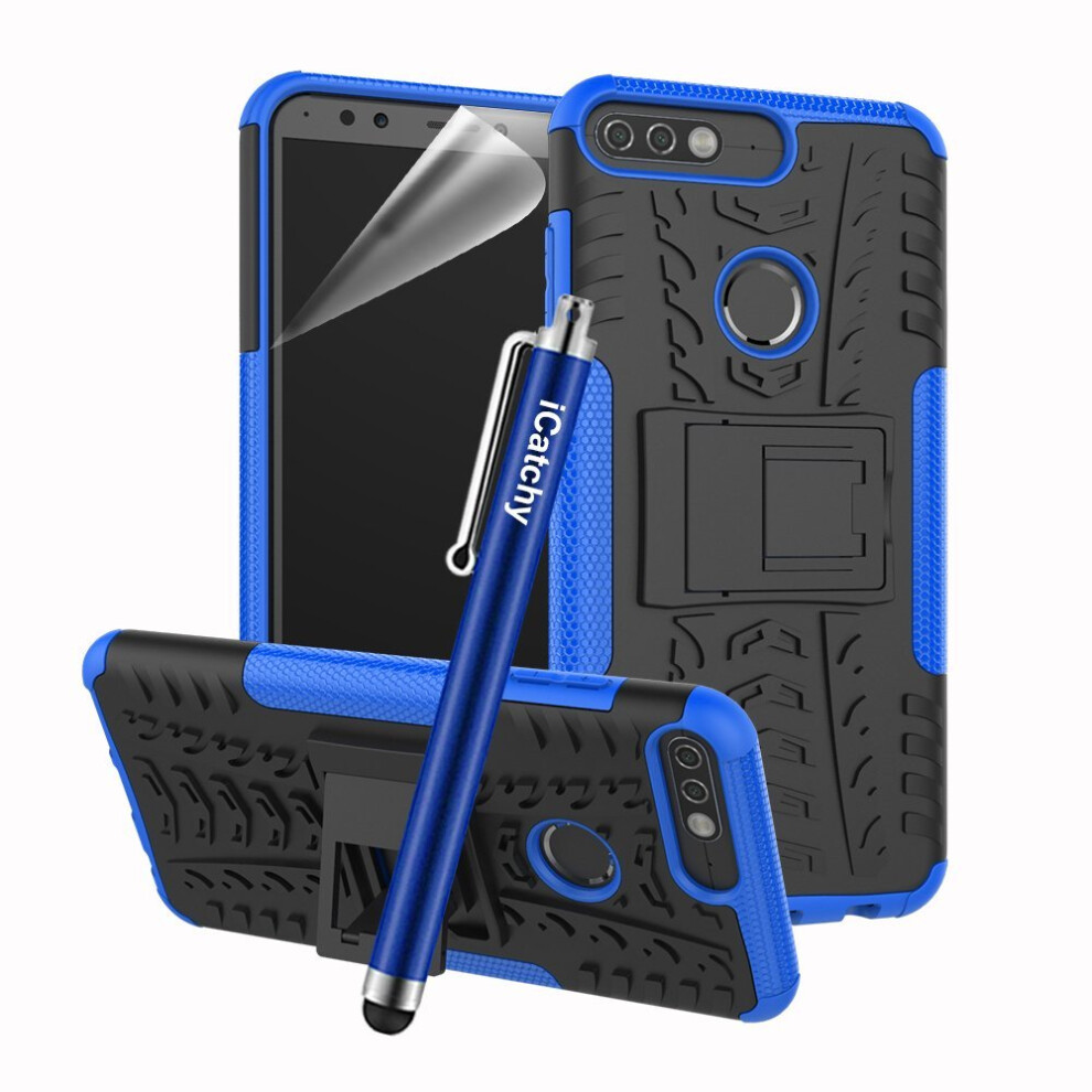 (Blue) For Huawei Y7 2018 Rugged Shockproof Case Cover Blue 5060566916455