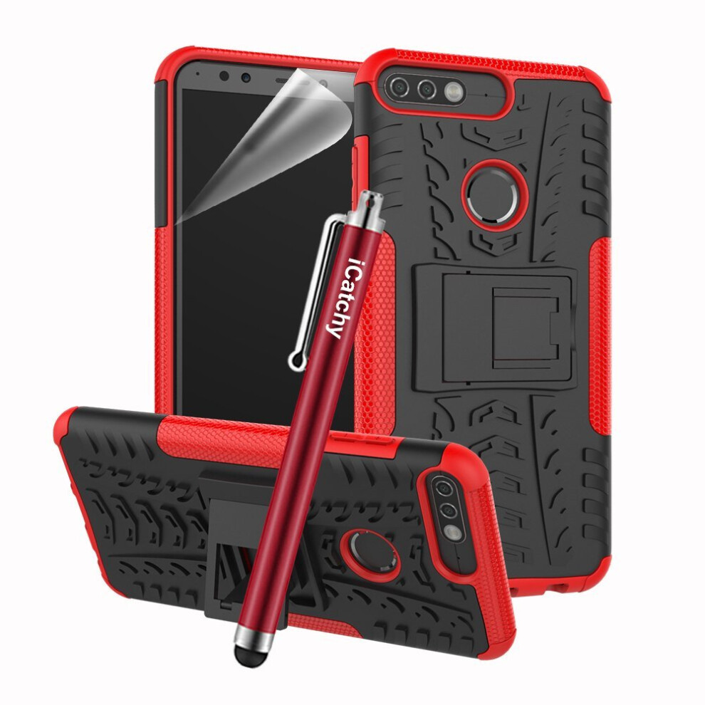(Red) For Huawei Y7 2018 Rugged Shockproof Case Cover Red 5060566916493
