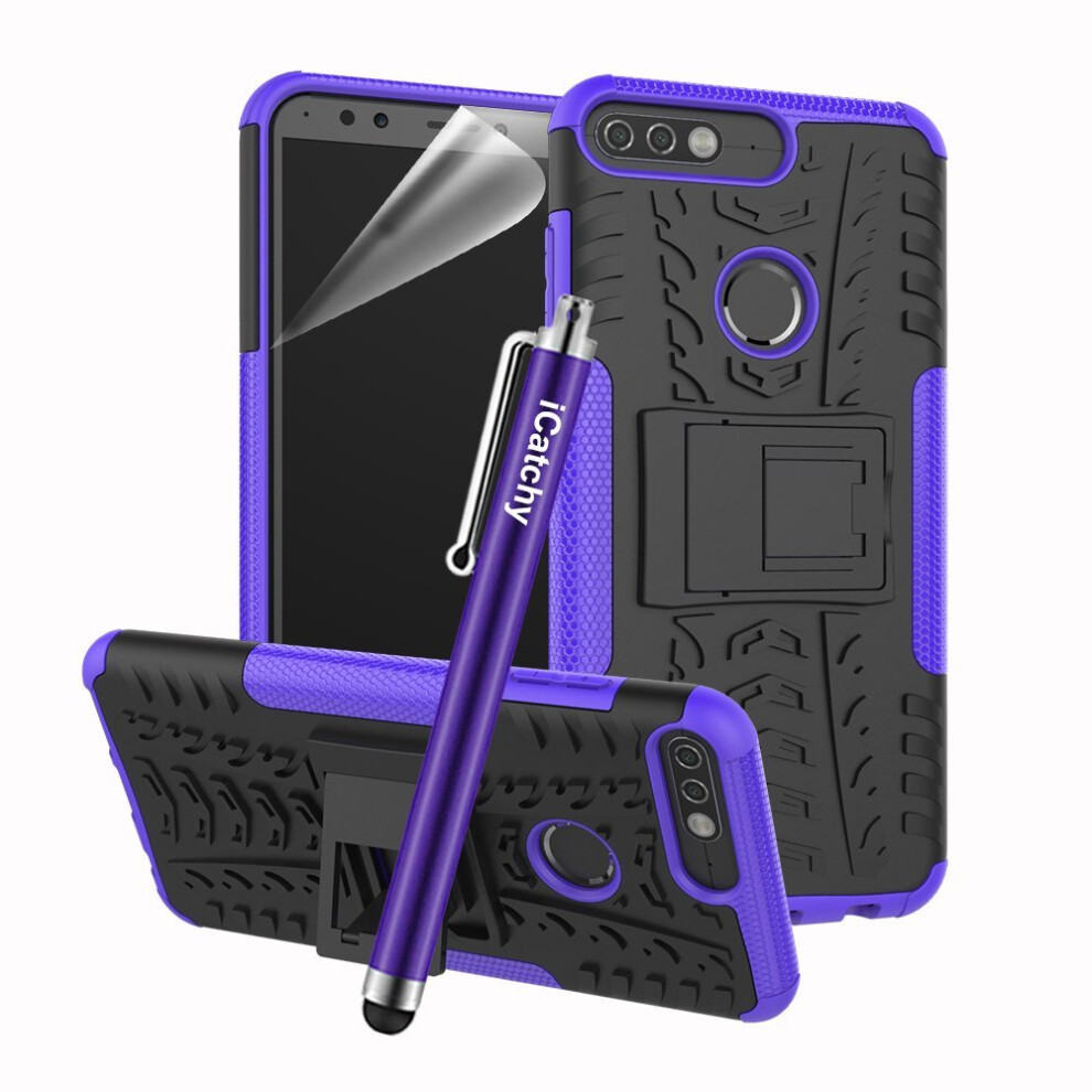 (Purple) For Huawei Y7 2018 Rugged Shockproof Case Cover Purple 5060566916486