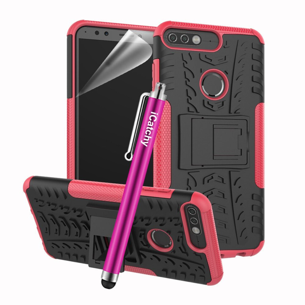 (Pink) For Huawei Y7 2018 Rugged Shockproof Case Cover Pink 5060566916509