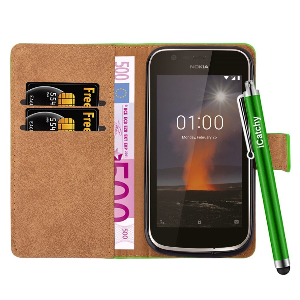 lime--for-nokia-1-premium-leather-wallet-case-cover