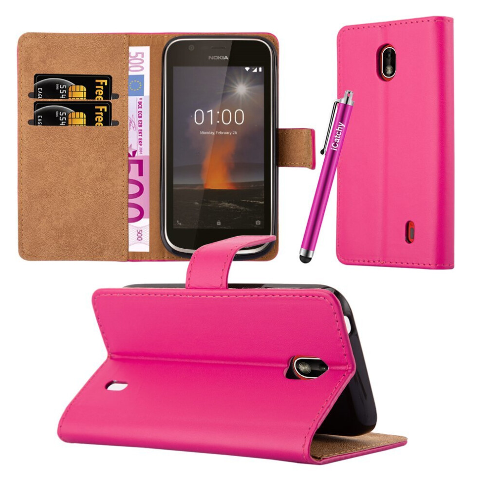Icatchy (Pink) For Nokia 1 Premium Leather Wallet Case Cover Pink